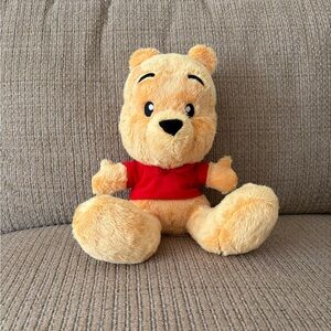 Disney Parks Winnie the Pooh Plush Big Feet 13” Yellow Red Stuffed Bear Doll Toy